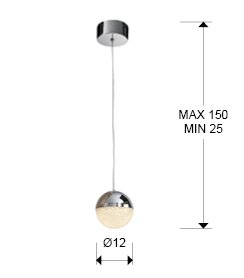 Светильник подвесной LED SCHULLER SPHERE 793301 d120 h250/1500