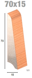 Плинтус Lacquered INCLINED 70х15мм,2,4м, RAL 9006 серебро 033S070х15/4