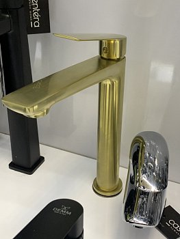 Смеситель для раковины с донным клапаном DEMM SLEEK 9914T bright brass