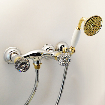 Смеситель для душа с душевым комплектом WEBERT KARENINA SWAROVSKI KA760101017 хром/золото