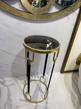 Столик-подставка металл мрамор золото черный Casaentera 28х28х60 см CE04-54-139
