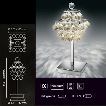 Светильник настольный LED SWAROVSKI WINDISCH MAGIC LIGHTING 96412CR хром 130x370