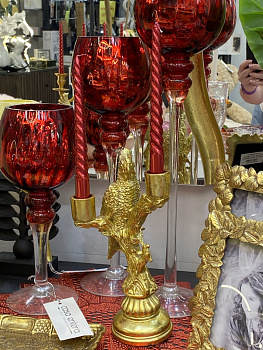 Подсвечник на 2 свечи WERNER VOSS PARROT ON BRANCH gold 49868 140х90х265h