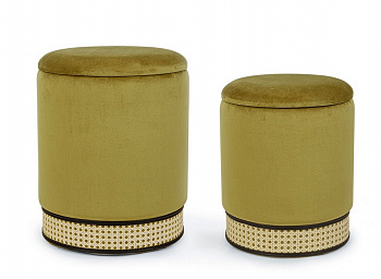 Пуфы набор 2 шт BIZZOTTO MILENA olive 0720697 d315х400h; d360х440h