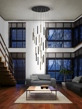 Светильник потолочный LED SCHULLER VARAS GOLD/BLACK 373968D d900 h600/3000