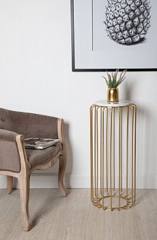 Столик интерьерный с белым мрамором 34x34x76см Casaentera CE04-54-117