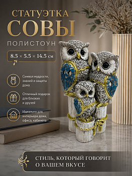 Статуэтка Совы полистоун серый Casaentera 8.5х5.5х14.5 см CE12-5127032