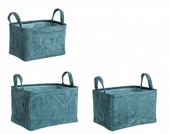 Корзина набор 3 шт BIZZOTTO SHIRLEY RECT TEAL BLUE 0219073 300х200х180h; 340х230х200h; 380х260х220h