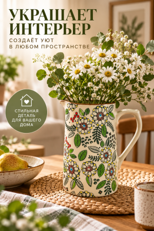 Уютный интерьер с цветочным кувшином