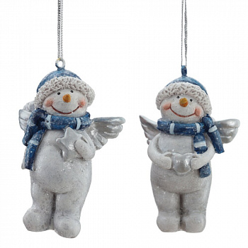 Фигурка декоративная подвесная "Снеговик", 2в., L4,5 W3,5 H6,5