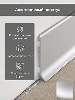 Плинтус 100 SKIRTING Н=100 алюм. анод. серебро с кл.сл. L 2м BTAA 100A