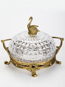 Конфетница с лебедем 21х18х19см Casaentera CE04-HGL483S/1/GLASS