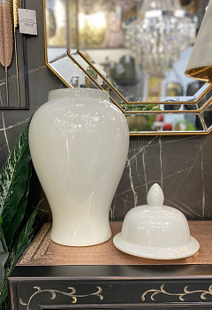 Ваза с крышкой фарфор белый Casaentera 25х25х51 см CE04-AV69774