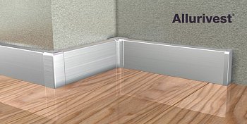 Плинтус Allurivest квадрат 75х13мм, 2,45м, МДФ с покр. алюм. carbon brushed 500AM75Q13CS