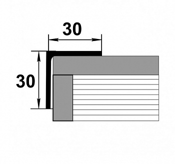 Уголок алюм.анодир. 30*30*1.5мм L=2,7м серебро Уп12-27.2700.501л