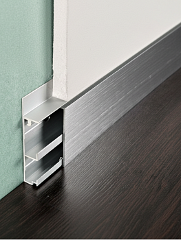 Основа к Плинтусу PROSKIRTING FLAT алюминий h75мм L 2м PKGCFAA 75