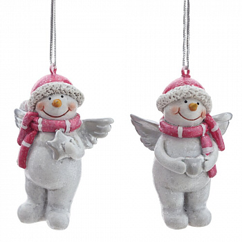 Фигурка декоративная подвесная "Снеговик", 2в., L4,5 W3,5 H6,5