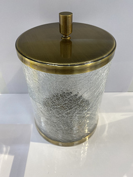 Бачок для мусора с крышкой WINDISCH ADDITION CRACKED CRYSTAL GLASS 891143OW бронза d190h290