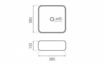 Раковина накладная BATHCO DINAN 4152 черный матовый 385x385x135