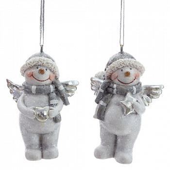 Фигурка декоративная подвесная "Снеговик", 2в., L4,5 W3,5 H6,5