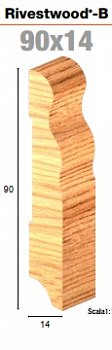 Плинтус Rivestwood-B 90х14мм,1,2м, шпон.танг. орех белый лак 032/090B14/2