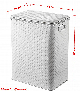 Корзина для белья большая 81л боковая Geralis PWH-SF PUNTO белый/хром 450x300h600
