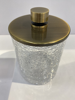 Баночка для ватных шариков настольная WINDISCH ADDITION CRACKED CRYSTAL GLASS 88126OW бронза d100h15