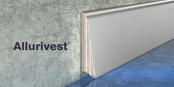 Плинтус Allurivest сов. клюв 82х13мм, 2,4м, фанера с покр. алюм. матовый 500A082х13/S