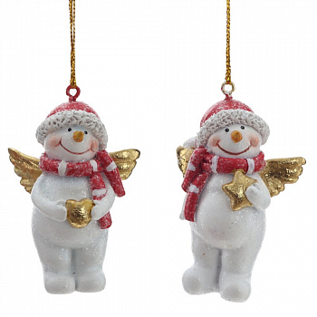 Фигурка декоративная подвесная "Снеговик", 2в., L4,5 W3,5 H6,5