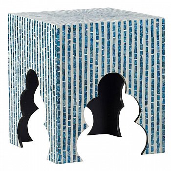 Столик акцентный с отделкой раковинами устриц 45x45x51см Casaentera CE04-44826-BLUE/1