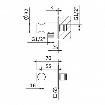 Держатель лейки ручного душа с водорозеткой BRUMA SHOWER SYSTEMS 145 591 0CR хром