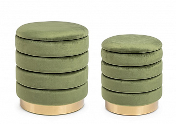 Пуфы набор 2 шт BIZZOTTO DARINA olive 0720592 d360х380h; d400х440h