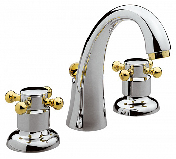 Смеситель для раковины на 3 отверстия DANIEL TIME T5003CRDO хром/золото