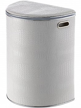 Корзина для белья полукруглая Geralis KWH-O CROCO белый/хром 450x330h600