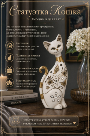 Элегантная статуэтка кошки в интерьере