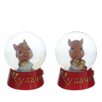 Фигурка декор в стекл шаре "Лошадка", L4,5 W4,5 H5,5 см, 2в.