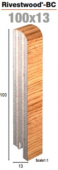 Плинтус Rivestwood-BC100x13мм,2,4м, шпон.орех национ. светлый 163/100х13/8