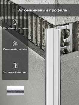 Профиль PROTERMINAL INT H=10мм алюм. полиров. хром 2,7 м PTIBC10