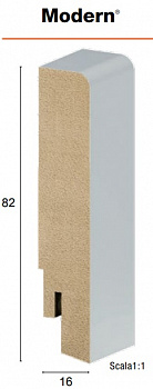 Плинтус Lacquered QC 82х16мм, 2,4м, МДФ лакир. белый 028/MC82х16/2M1																																