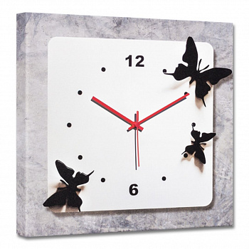 Панно декоративное с часами PINTDECOR GRAPHIC COLLECTION FARFALLE NERE G4618 400x400