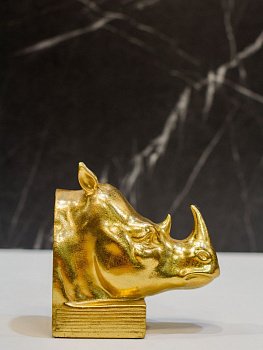 Держатель для книг Носорог 2 шт полисмолы золото Casaentera 16х9х15 см CE04-77610