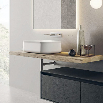 Раковина накладная NOVELLO 028390 Teknorit Bianco белый матовый 600x400x170