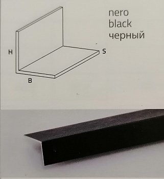 Уголок Angolare-L 20х10х1мм 2м алюминий чёрный щиткованный