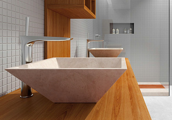 Раковина накладная BATHCO SUMATRA 00324 бежевый 400x400x150