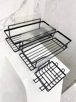 Полка для ванной набор 2 шт с мыльницей металл черный Casaentera 32x13.5х7 см 32/31/16 CE12-10665505