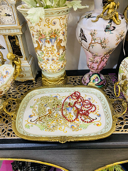 Поднос декоративный фарфор Casaentera 40х26х5 см CE04-31G2678/C953H/HX1944