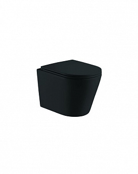 Унитаз подвесной безободковый с сиденьем микролифт BATHCO NEW RONDA 4561 черный матовый 515x355x365