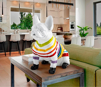 Фигура декоративная SCHULLER BULLDOG FRENCHI WHITE/STRIPES 408374 240х380х400h