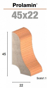 Плинтус Prolamin 45x22мм,2,2м, МДФламинир. бук 701/M45x22/8