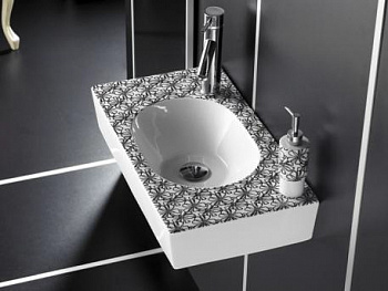 Раковина накладная/подвесная BATHCO RIMINI 0025D белый/чёрный 620x350x120
